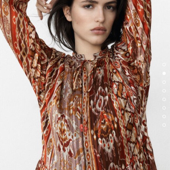 ZARA WOMAN PRINTED MIDI DRESS. NWT. $119 MSRP. Multicolored . Small. Lined. - Picture 2 of 4